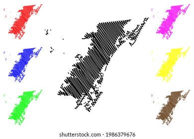 Accomack County, Commonwealth of Virginia (U.S. county, United States of America) map vector illustration, scribble sketch Accomack map