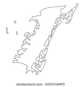 Accomack County, Virginia. Outline of the map