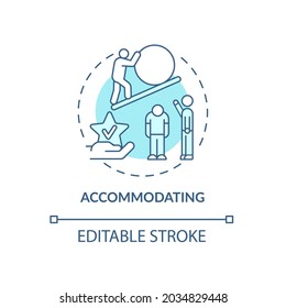 Accommodating blue concept icon. Strategy to confronting disagreements. Conflict management style abstract idea thin line illustration. Vector isolated outline color drawing. Editable stroke