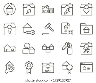 accommodation, apartment, house, key set vector icons. Real estate icon set