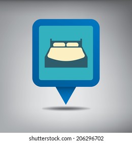 Accommodation blue location symbol. Eps10 vector illustration.