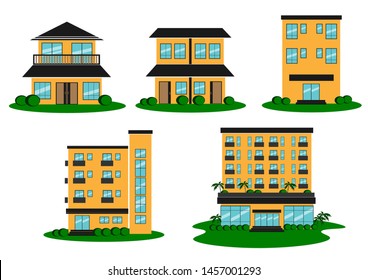 accommodation building vector , house, townhouse, townhome, apartment , flat ,condominium 