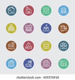 Accommodation color circle line icon