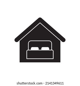 Accommodation, hostel, hotel icon in black flat glyph, filled style isolated on white background