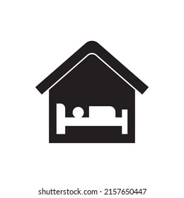 Accommodation, hostel, hotel icon in black flat glyph, filled style isolated on white background