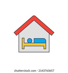 Accommodation, hostel, hotel icon in color icon, isolated on white background 