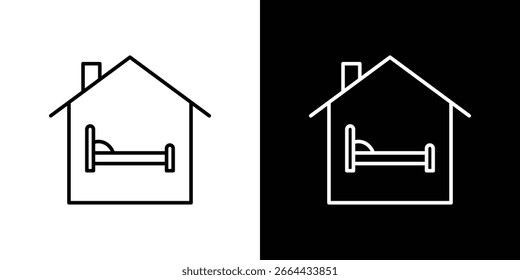 Icono de alojamiento en Formas de línea, Ilustración vectorial de diseño de línea delgada