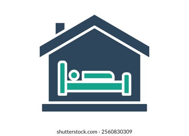 Accommodation icon. solid icon style. house with bed. icon related to donation and charity. donation elements vector illustration