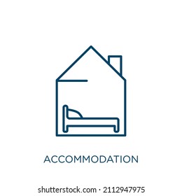 accommodation icon. Thin linear accommodation outline icon isolated on white background. Line vector accommodation sign, symbol for web and mobile