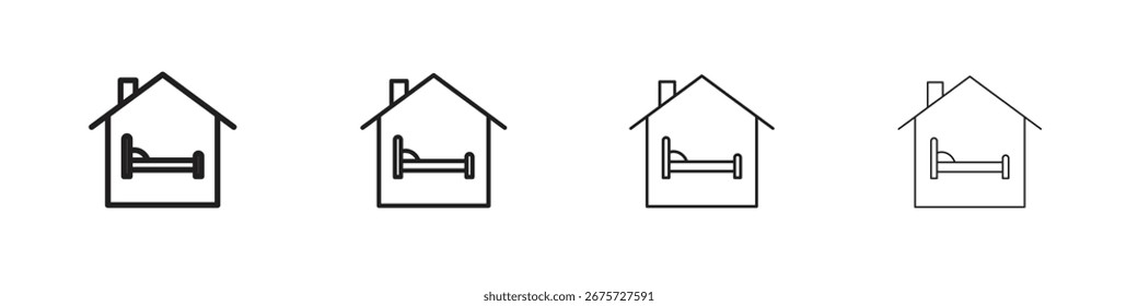 Ilustración vectorial de icono de alojamiento, icono de diseño de línea. Trazos editables.