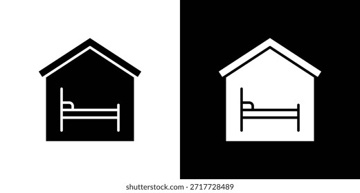 Unterkunft Icons Silhouette Design. Schwarz-weißes Glyphensymbol.