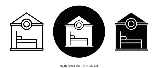 Accommodation outline icon collection or set. Accommodation Thin vector line art