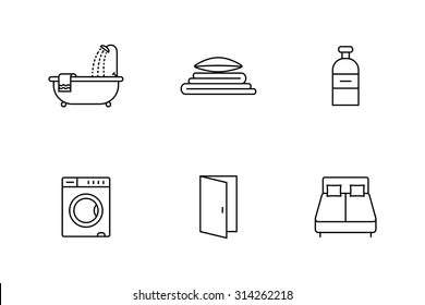 Accommodation and rent out lodging icon set. Vector illustration