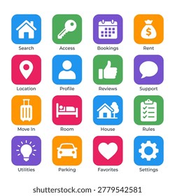 Accommodation Rental Web Icons Set