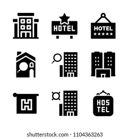 Accommodation vector icon set. bedroom, travel, design and light icons vector illustration.
