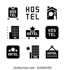 Accommodation vector icon set. comfortable, honeymoon, business and friends icons vector illustration.