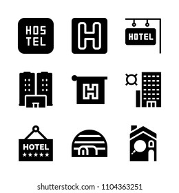 Accommodation vector icon set. isolated, symbol, background and eating icons vector illustration.