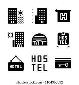 Accommodation vector icon set. nobody, ice, tourism and motel icons vector illustration.