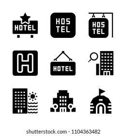 Accommodation vector icon set. resort, college, morning and mattress icons vector illustration.