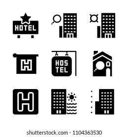 Accommodation vector icon set. tourist, caucasian, style and home icons vector illustration.