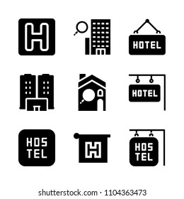 Accommodation vector icon set. wall, reception, suite and elegance icons vector illustration.
