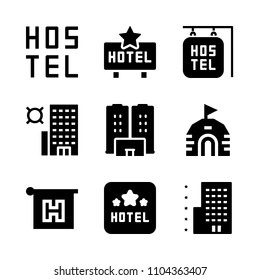 Accommodation vector icon set. youth, service, eating and outdoors icons vector illustration.