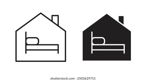 Unterkunft, Vektorsymbol in Umriss- und Vollformat