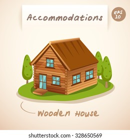 Accommodations : Wooden House : Vector Illustration