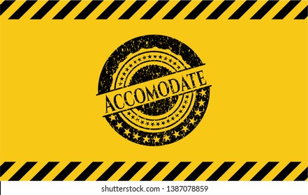 Accomodate grunge warning sign emblem. Vector Illustration. Detailed.