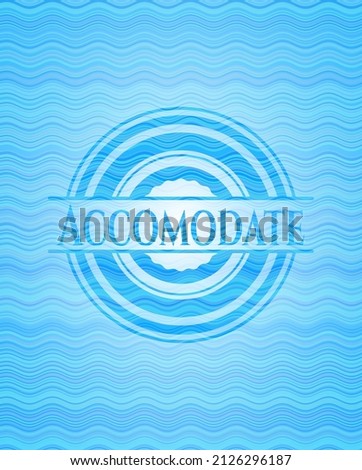 Accomodate light blue water wave emblem. Vector Illustration. Detailed. 