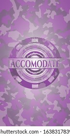 Accomodate pink on camouflage pattern. Vector Illustration. Detailed.