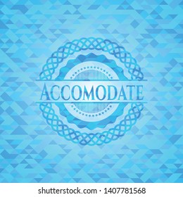 Accomodate sky blue emblem. Mosaic background