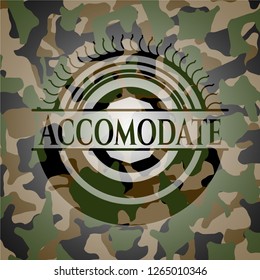 Accomodate written on a camouflage texture