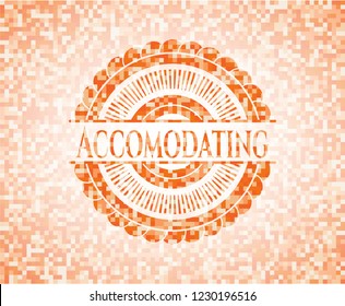 Accomodating abstract orange mosaic emblem