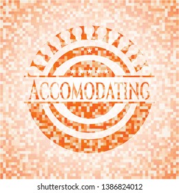 Accomodating abstract orange mosaic emblem with background
