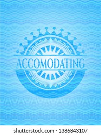 Accomodating sky blue water badge background. Vector Illustration. Detailed.
