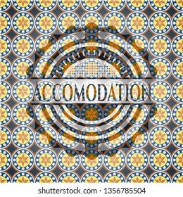 Accomodation arabic badge. Arabesque decoration.