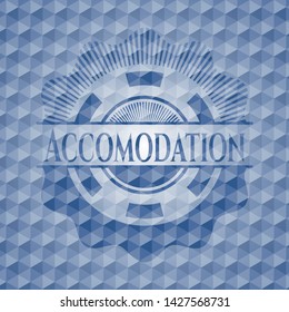 Accomodation blue badge with geometric background. Vector Illustration. Detailed.