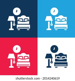 Accomodation blue and red four color minimal icon set