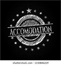 Accomodation chalkboard emblem on black board