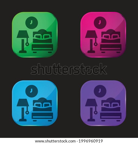 Accomodation four color glass button icon