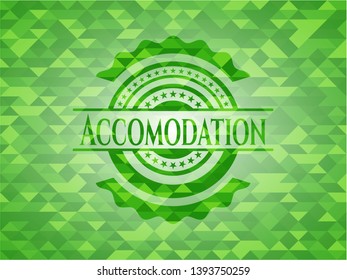 Accomodation green emblem. Mosaic background. Vector Illustration. Detailed.