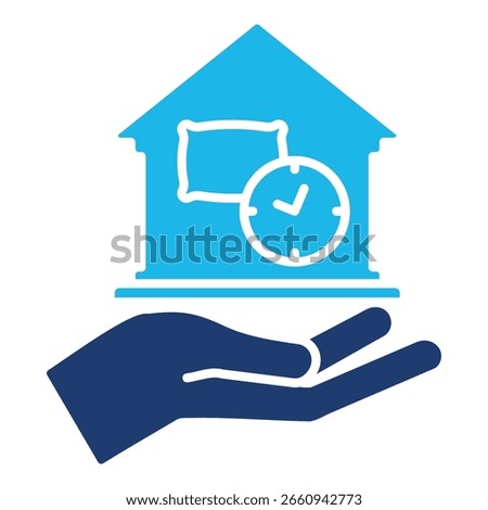 Accomodation Icon In Blue Monochrome Flat Design, Vector Illustration