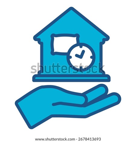 Accomodation Icon In Blue Monochrome Flat Design, Vector Illustration