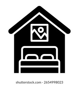 Ilustración vectorial de glifo de icono de alojamiento