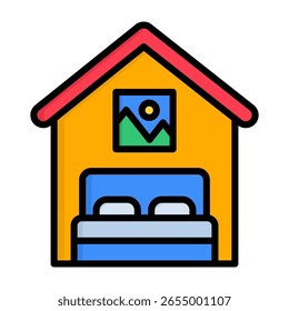 Accomodation Icon Lineal Color Vector Illustration