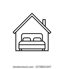 Accomodation icon in liner stroke style