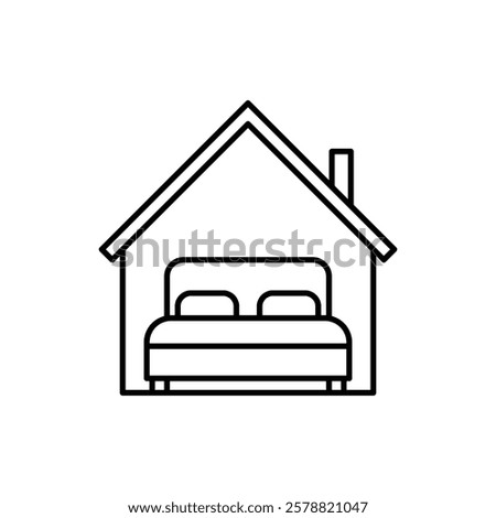 Accomodation icon in liner stroke style