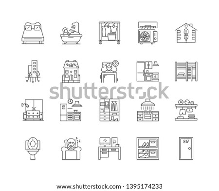 Accomodation line icons, signs, vector set, outline illustration concept 