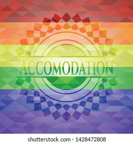 Accomodation on mosaic background with the colors of the LGBT flag